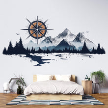 Load image into Gallery viewer, Compass Mountain Wallpaper Adventure Wall Decal Forest Wall Mural Peel And Stick Wallpaper Bedroom Office Modern Nature Wall Decor