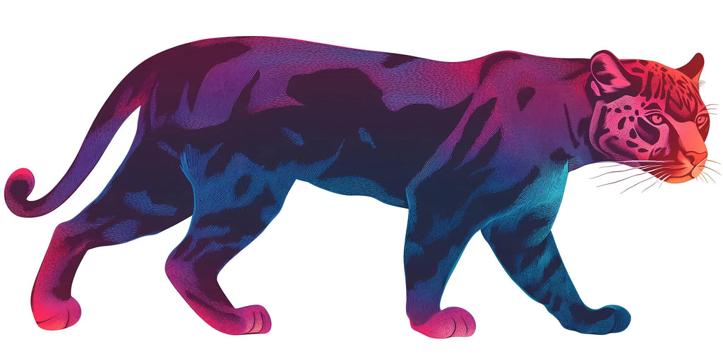 Neon Panther Wall Decal Colorful Animal Sticker Kids Room Decor Modern Jungle Wall Art Removable Vinyl Bedroom Nursery Decor, 201gm