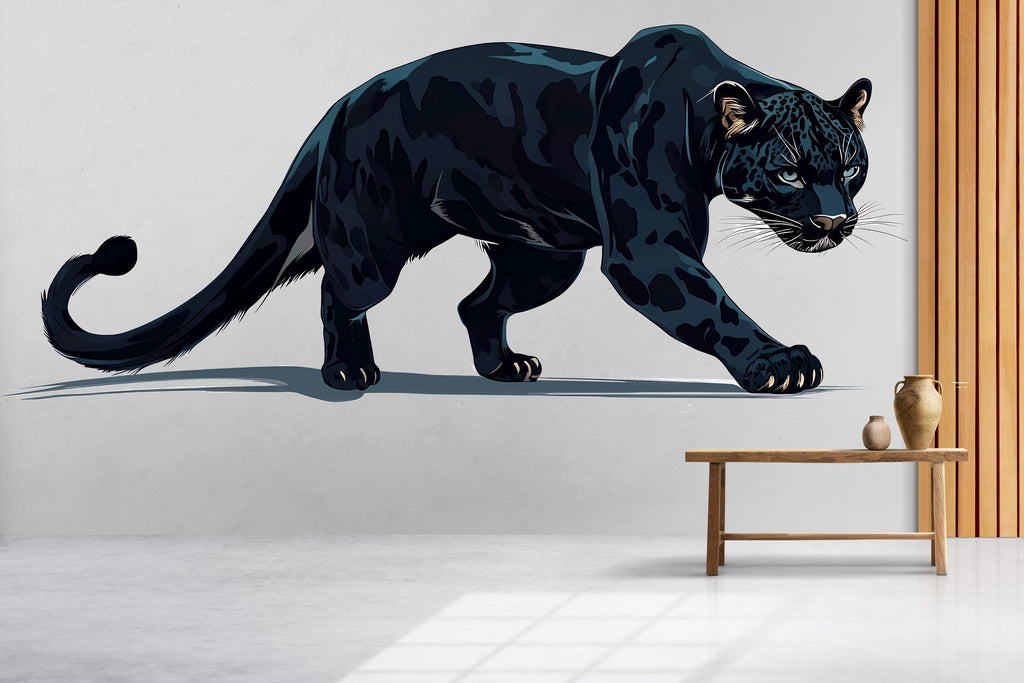 Black Panther Wall Decal Animal Wall Sticker Jungle Wall Art Modern Bedroom Decor Large Vinyl Wall Sticker Removable, 203gm