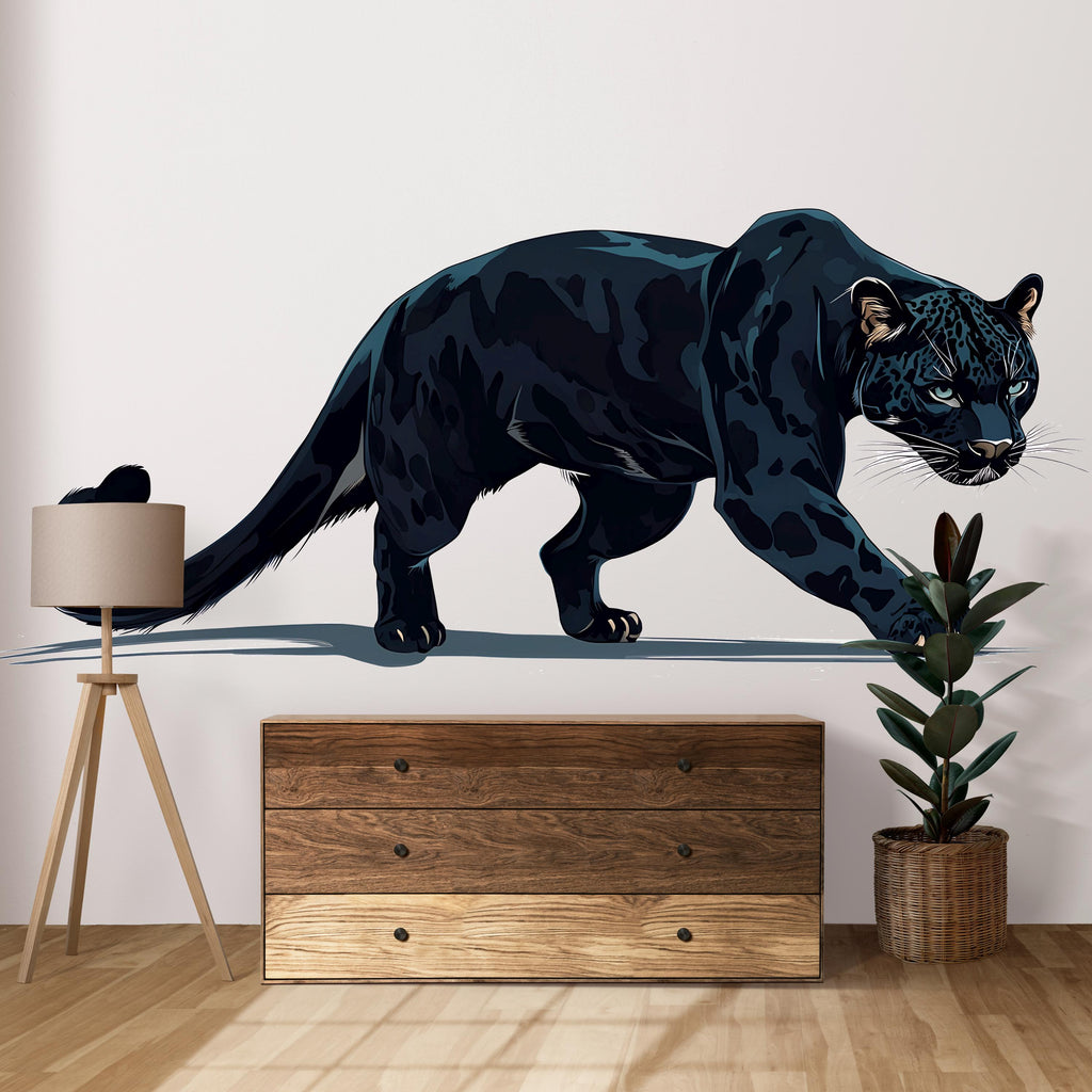 Black Panther Wall Decal Animal Wall Sticker Jungle Wall Art Modern Bedroom Decor Large Vinyl Wall Sticker Removable, 203gm