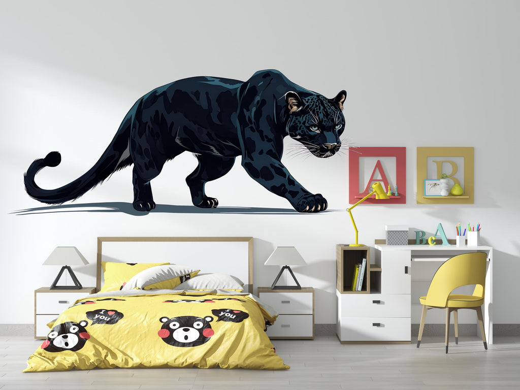 Black Panther Wall Decal Animal Wall Sticker Jungle Wall Art Modern Bedroom Decor Large Vinyl Wall Sticker Removable, 203gm