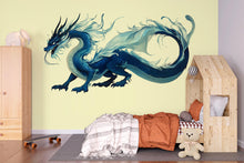 Load image into Gallery viewer, Blue Dragon Wall Decal Fantasy Wall Sticker Dragon Wall Art Kids Room Decor Large Vinyl Wall Sticker Nursery Decor, 205gm