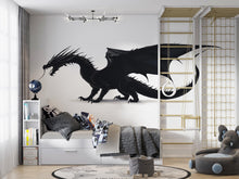 Load image into Gallery viewer, Black Dragon Wall Decal Fantasy Wall Art Dragon Wall Sticker Gothic Room Decor Large Vinyl Wall Sticker Bedroom, 206gm