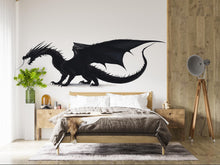 Load image into Gallery viewer, Black Dragon Wall Decal Fantasy Wall Art Dragon Wall Sticker Gothic Room Decor Large Vinyl Wall Sticker Bedroom, 206gm