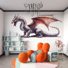 Load image into Gallery viewer, White Dragon Wall Decal Fantasy Wall Sticker Kids Room Decor Dragon Wall Art Nursery Wall Decor Large Vinyl Sticker, 208gm