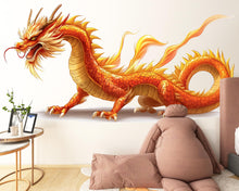 Load image into Gallery viewer, Chinese Dragon Wall Decal Gold Dragon Wall Art Asian Wall Decor Kids Room Decor Large Vinyl Wall Sticker Nursery, 209gm