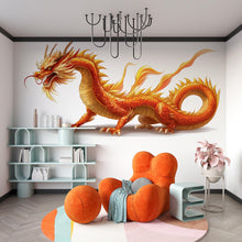 Load image into Gallery viewer, Chinese Dragon Wall Decal Gold Dragon Wall Art Asian Wall Decor Kids Room Decor Large Vinyl Wall Sticker Nursery, 209gm