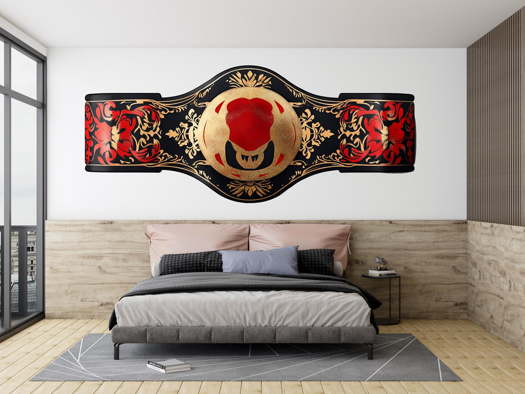 Championship Belt Wall Decal Boxing Wall Art Gym Decor Sports Wall Sticker Man Cave Decor Large Vinyl Wall Sticker, 212gm