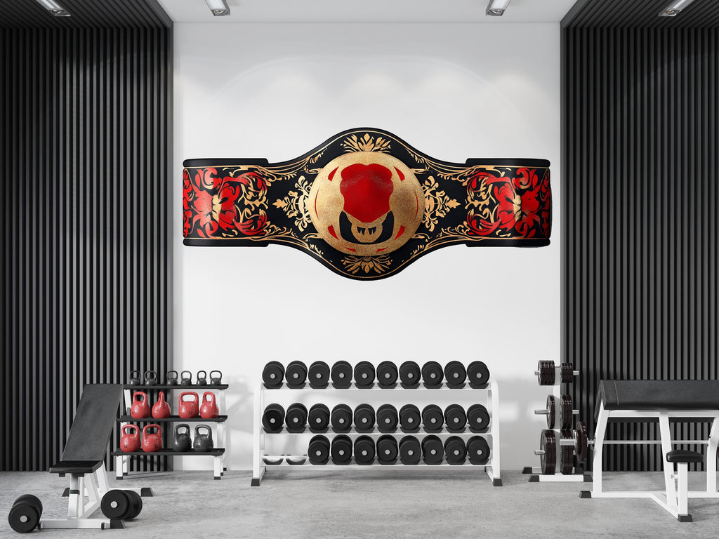 Championship Belt Wall Decal Boxing Wall Art Gym Decor Sports Wall Sticker Man Cave Decor Large Vinyl Wall Sticker, 212gm