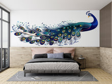 Load image into Gallery viewer, Blue Peacock Wall Decal Modern Bird Wall Art Boho Wall Decor Large Wall Sticker Bedroom Decor Vinyl Wall Decal, 215gm