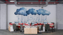Load image into Gallery viewer, Watercolor Rain Cloud Wall Decal Nursery Wall Decor Blue Cloud Wall Sticker Kids Room Decor Baby Room Vinyl Sticker, 217gm