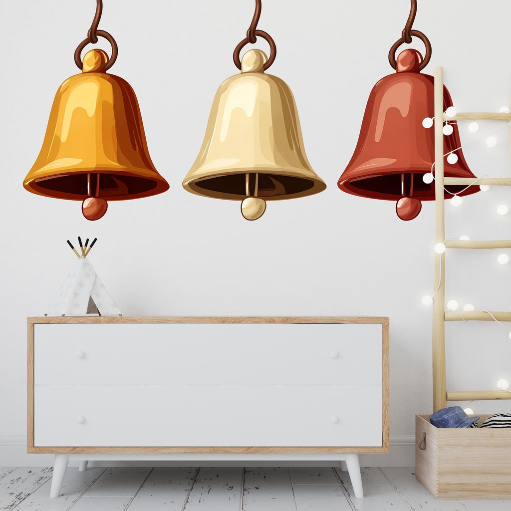 Bells Wall Decal Minimalist Wall Art Kids Room Decor Modern Wall Sticker Nursery Decor Large Vinyl Wall Decal, 219gm
