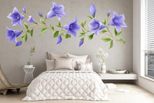 Load image into Gallery viewer, Purple Flower Vine Wall Decal Botanical Wall Sticker Floral Wall Art Bedroom Decor Removable Vinyl Wall Decal, 222gm