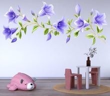 Load image into Gallery viewer, Purple Flower Vine Wall Decal Botanical Wall Sticker Floral Wall Art Bedroom Decor Removable Vinyl Wall Decal, 222gm
