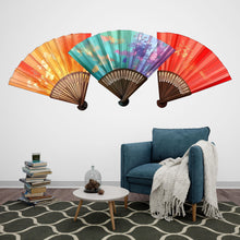 Load image into Gallery viewer, Asian Fan Wall Decal Japanese Wall Art Colorful Folding Fan Sticker Oriental Wall Decor Removable Vinyl, 223gm