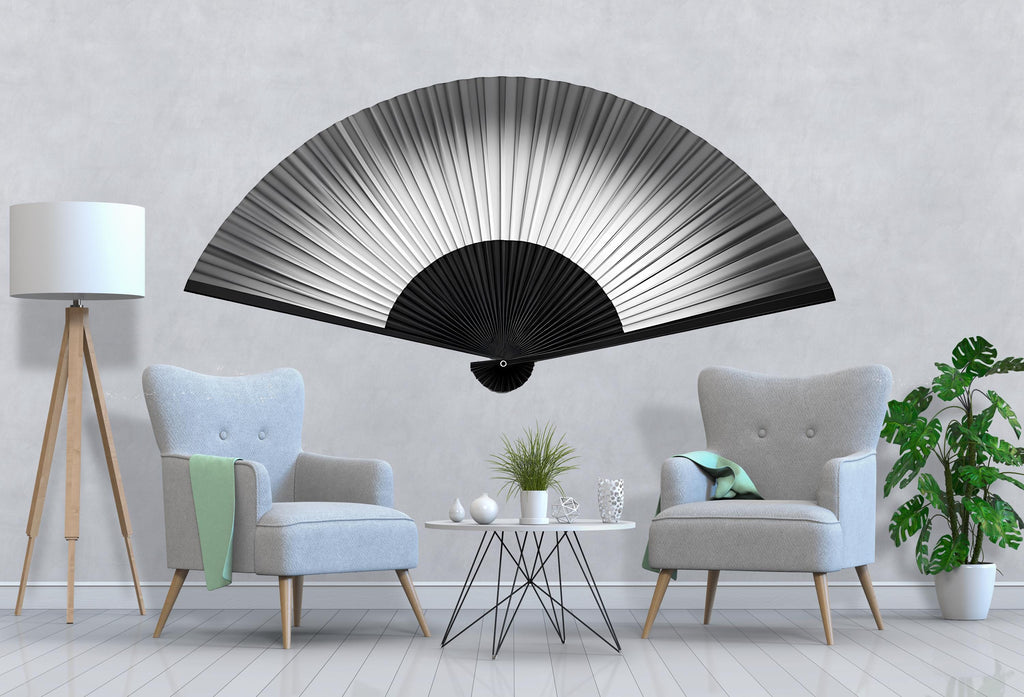 Black White Fan Wall Decal Minimalist Wall Art Japanese Fan Wall Sticker Modern Wall Decor Removable Vinyl, 224gm