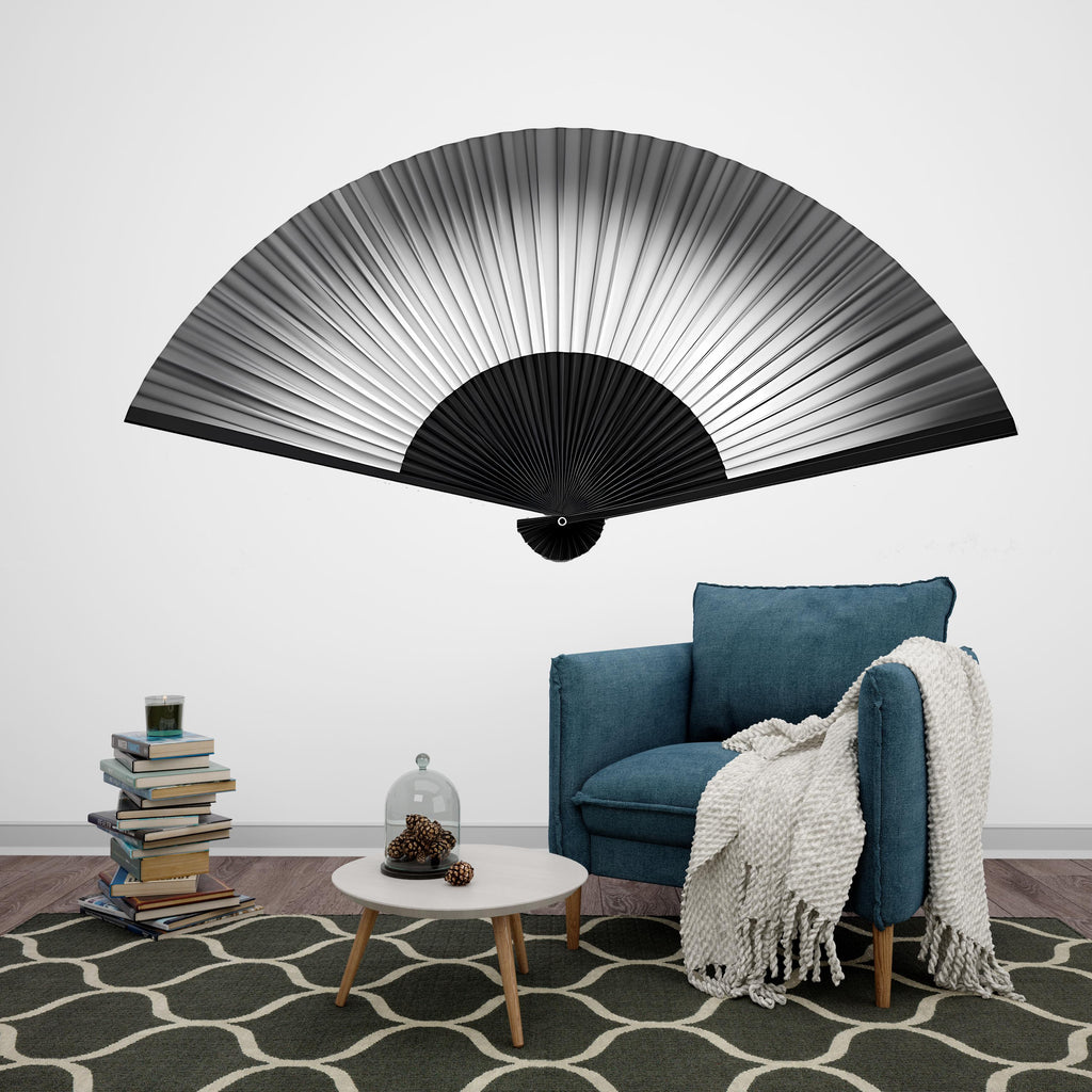 Black White Fan Wall Decal Minimalist Wall Art Japanese Fan Wall Sticker Modern Wall Decor Removable Vinyl, 224gm