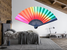 Load image into Gallery viewer, Large Colorful Fan Wall Decal Rainbow Wall Art Japanese Fan Decor Modern Wall Sticker Gradient Vinyl Decor, 226gm