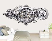 Load image into Gallery viewer, Mechanical Gear Wall Decal Industrial Wall Art Watch Mechanism Wall Sticker Modern Steampunk Decor Vinyl, 228gm