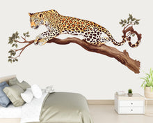 Load image into Gallery viewer, Leopard Wall Decal Jungle Animal Wall Sticker Safari Wall Art Big Cat Decor Kids Room Nursery Wall Decor, 229gm
