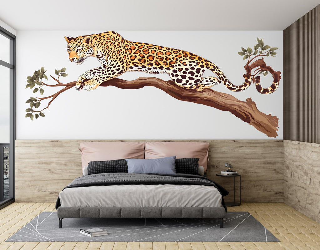 Leopard Wall Decal Jungle Animal Wall Sticker Safari Wall Art Big Cat Decor Kids Room Nursery Wall Decor, 229gm