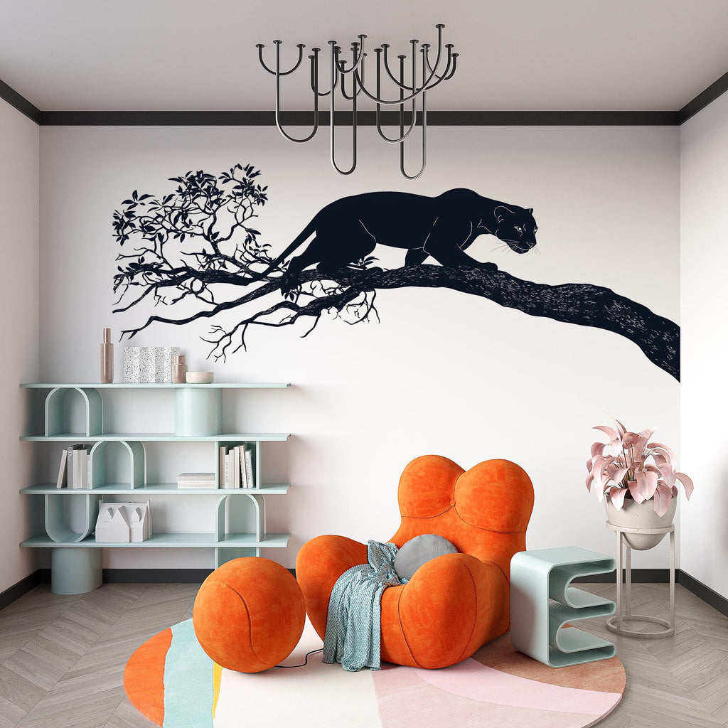 Black Panther Wall Decal Minimalist Wall Art Animal Wall Sticker Modern Jungle Wall Decor Living Room Wall Art, 233gm
