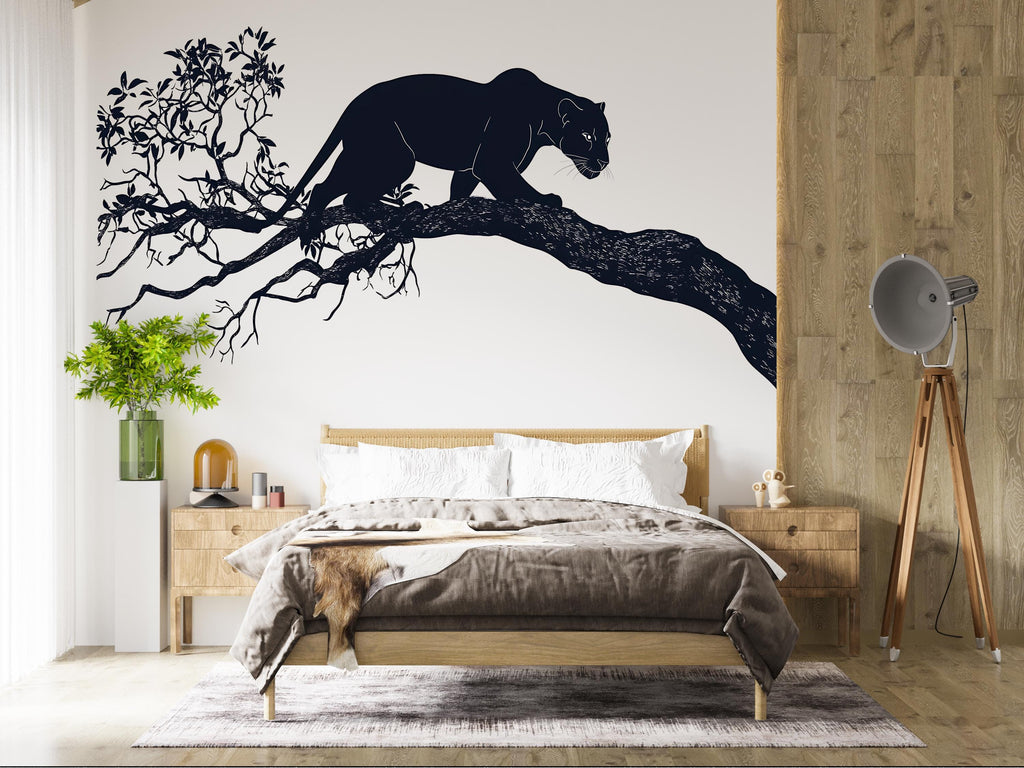 Black Panther Wall Decal Minimalist Wall Art Animal Wall Sticker Modern Jungle Wall Decor Living Room Wall Art, 233gm