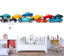 Load image into Gallery viewer, Toy Car Wall Decal, Kids Car Wall Sticker, Race Car Nursery Decor, Boys Room Wall Art, Playroom Car Mural, 513mv