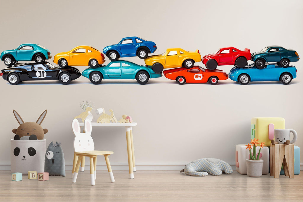 Toy Car Wall Decal, Kids Car Wall Sticker, Race Car Nursery Decor, Boys Room Wall Art, Playroom Car Mural, 513mv