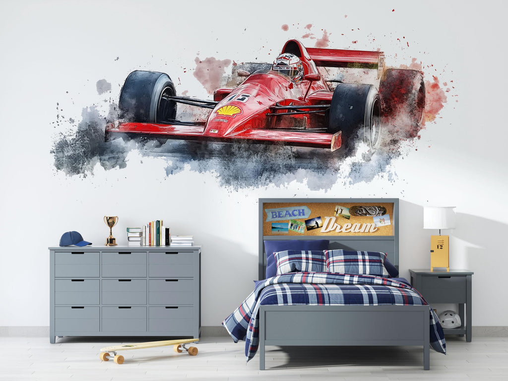 Race Car Wall Decal, Formula Car Wall Sticker, Boys Room Wall Art, Kids Car Decor, Racing Nursery Mural, 514mv