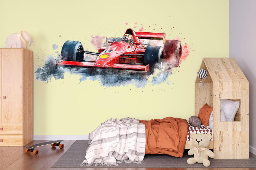 Race Car Wall Decal, Formula Car Wall Sticker, Boys Room Wall Art, Kids Car Decor, Racing Nursery Mural, 514mv