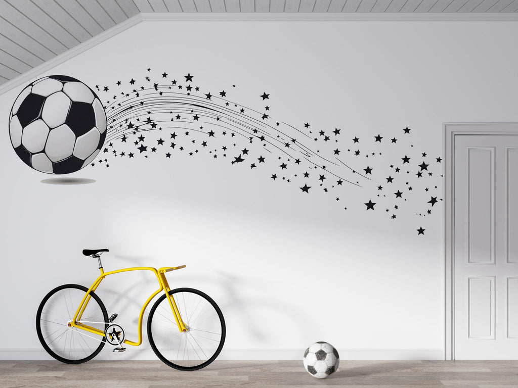Soccer Ball Wall Decal, Sports Wall Sticker, Boys Room Wall Art, Kids Soccer Decor, Playroom Wall Mural, 521mv