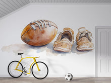 Load image into Gallery viewer, Football Wall Decal, Sports Wall Sticker, Boys Room Wall Art, Kids Football Decor, Playroom Sports Mural, 522mv