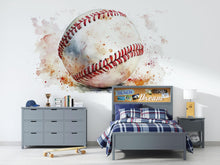 Load image into Gallery viewer, Baseball Wall Decal, Watercolor Baseball Sticker, Boys Room Wall Art, Sports Nursery Decor, Playroom Wall Mural, 525mv