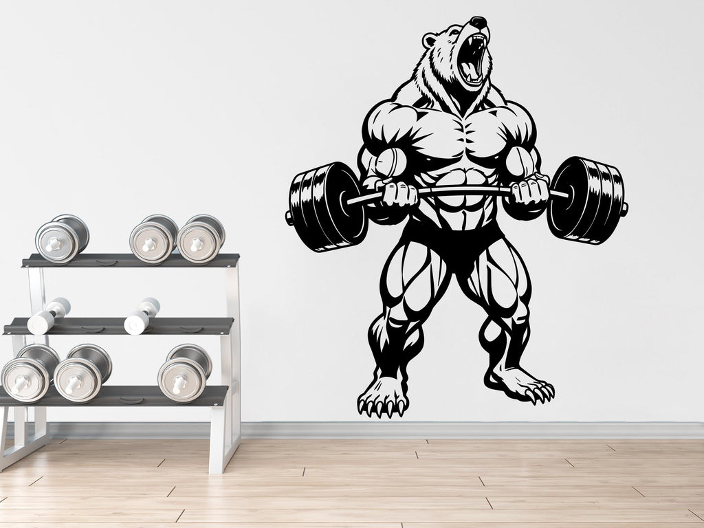 Bear Gym Wall Decal Bodybuilder fitness Decor Workout Art Vinyl Gym Wall Stickers Bedroom Gym Workout Skull Motivation 373DE