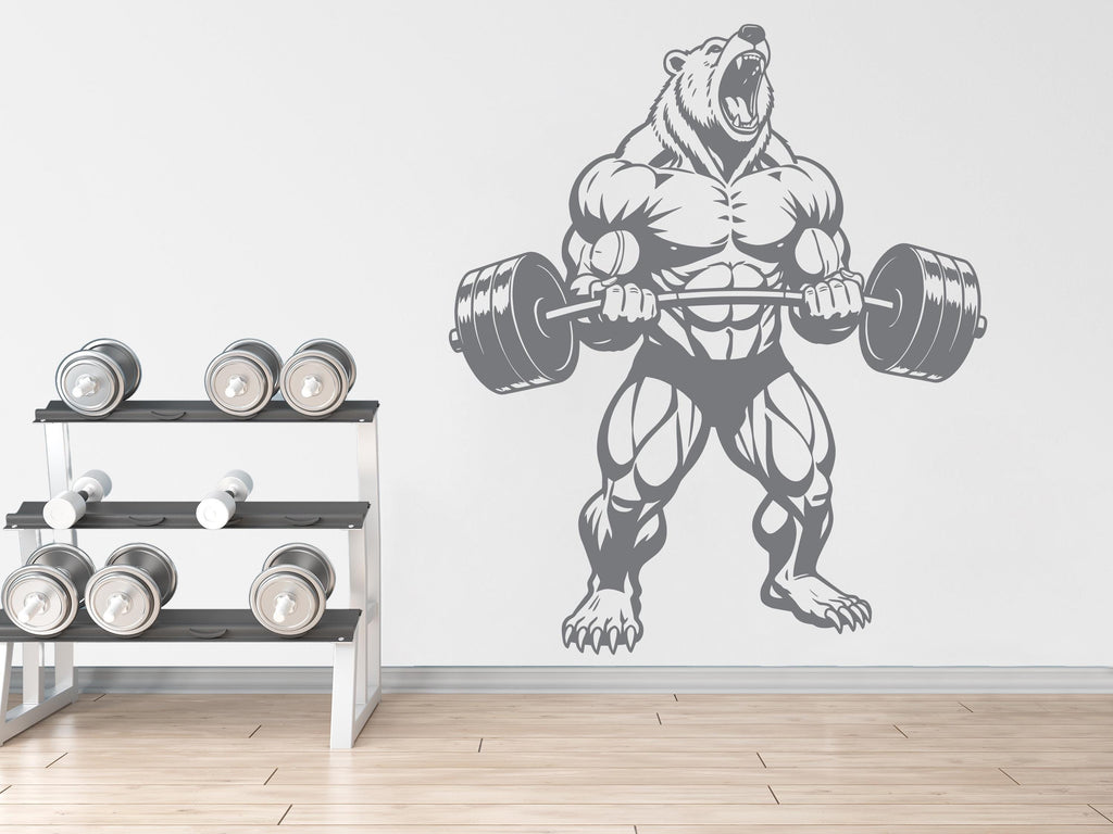 Bear Gym Wall Decal Bodybuilder fitness Decor Workout Art Vinyl Gym Wall Stickers Bedroom Gym Workout Skull Motivation 373DE