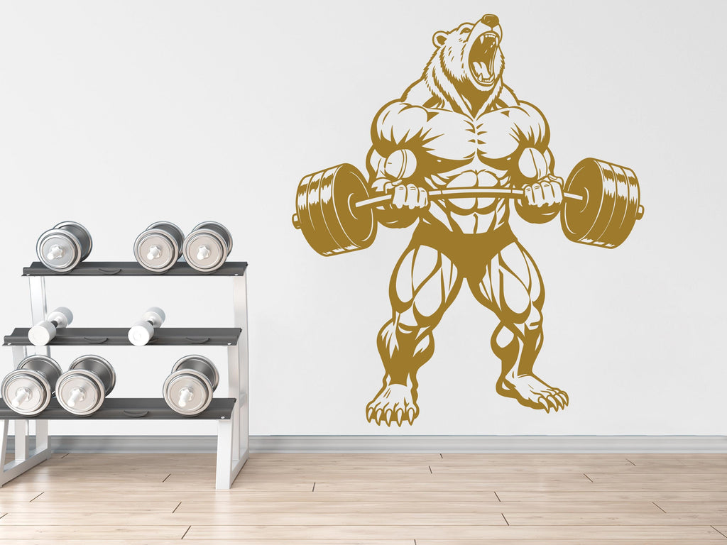 Bear Gym Wall Decal Bodybuilder fitness Decor Workout Art Vinyl Gym Wall Stickers Bedroom Gym Workout Skull Motivation 373DE