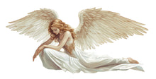 Load image into Gallery viewer, Angel Wall Decal, Guardian Angel Wall Sticker, Ethereal Woman Wings Art, Spiritual Wall Decor, Large Wall Decals, Removable Vinyl, 238gm