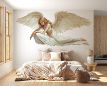 Load image into Gallery viewer, Angel Wall Decal, Guardian Angel Wall Sticker, Ethereal Woman Wings Art, Spiritual Wall Decor, Large Wall Decals, Removable Vinyl, 238gm