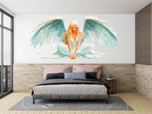 Load image into Gallery viewer, Angel Wall Decal, Large Angel Wings Wall Sticker, Spiritual Bedroom Decor, Guardian Angel Art, Wall Decals, Removable Vinyl, 239gm