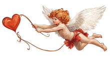 Load image into Gallery viewer, Cupid Wall Decal, Angel Baby Wall Sticker, Valentine Wall Decor, Romantic Bedroom Wall Art, Cherub Heart Decal, Removable Vinyl, 240gm