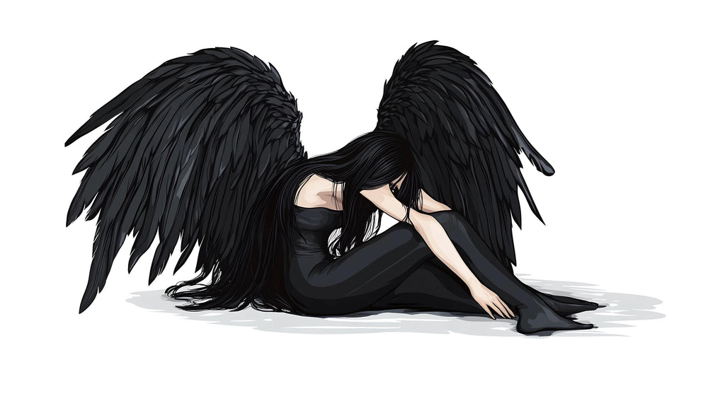 Dark Angel Wall Decal, Gothic Angel Wings Sticker, Fallen Angel Wall Art, Black Angel Decor, Emotional Wall Decals, Removable Vinyl, 242gm