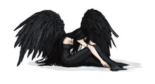 Load image into Gallery viewer, Dark Angel Wall Decal, Gothic Angel Wings Sticker, Fallen Angel Wall Art, Black Angel Decor, Emotional Wall Decals, Removable Vinyl, 242gm