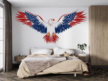 Load image into Gallery viewer, American Eagle Wall Decal, Patriotic Wall Sticker USA Flag Wings, Bald Eagle Wall Art, Independence Day Decor, Large Wall Decal Vinyl, 243gm