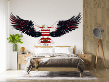 Load image into Gallery viewer, American Eagle Wall Decal, USA Flag Eagle Wall Sticker, Patriotic Wall Decor, Bald Eagle Wall Art, Large Independence Day Vinyl Decal, 244gm