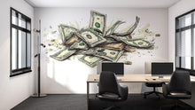 Load image into Gallery viewer, Money Wall Decal, Dollar Bills Wall Sticker, Cash Wall Art, Hustle Room Decor, Office Wall Decals, Motivation Art, Removable Vinyl, 245gm