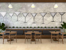 Load image into Gallery viewer, Martini Glass Wallpaper Bar Wall Decal Minimalist Cocktail Line Art Peel And Stick Wallpaper Modern Bar Decor Kitchen Wall Art