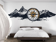 Load image into Gallery viewer, Compass Mountain Wallpaper Rustic Wall Decal Cabin Wall Mural Peel And Stick Wallpaper Living Room Lodge Decor Adventure Nature Wall Art