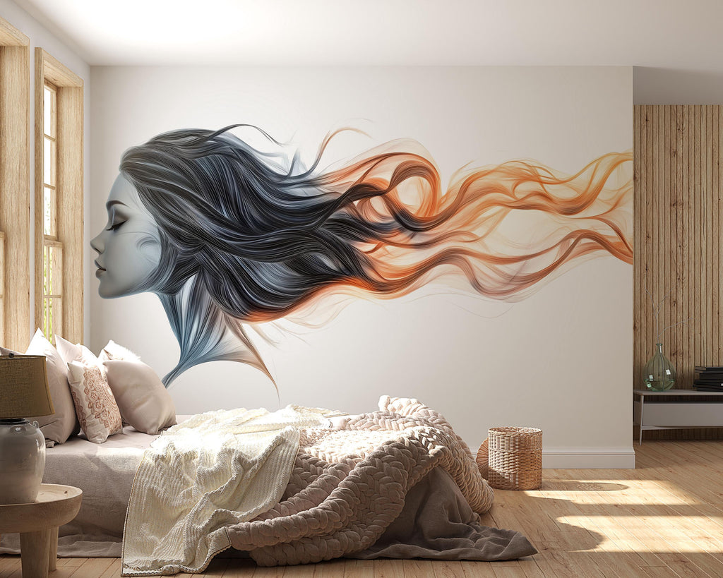 Hair Salon Wallpaper Beauty Wall Decal Woman Hair Wall Art Peel And Stick Wallpaper Salon Decor Lash Studio Spa Wall Mural