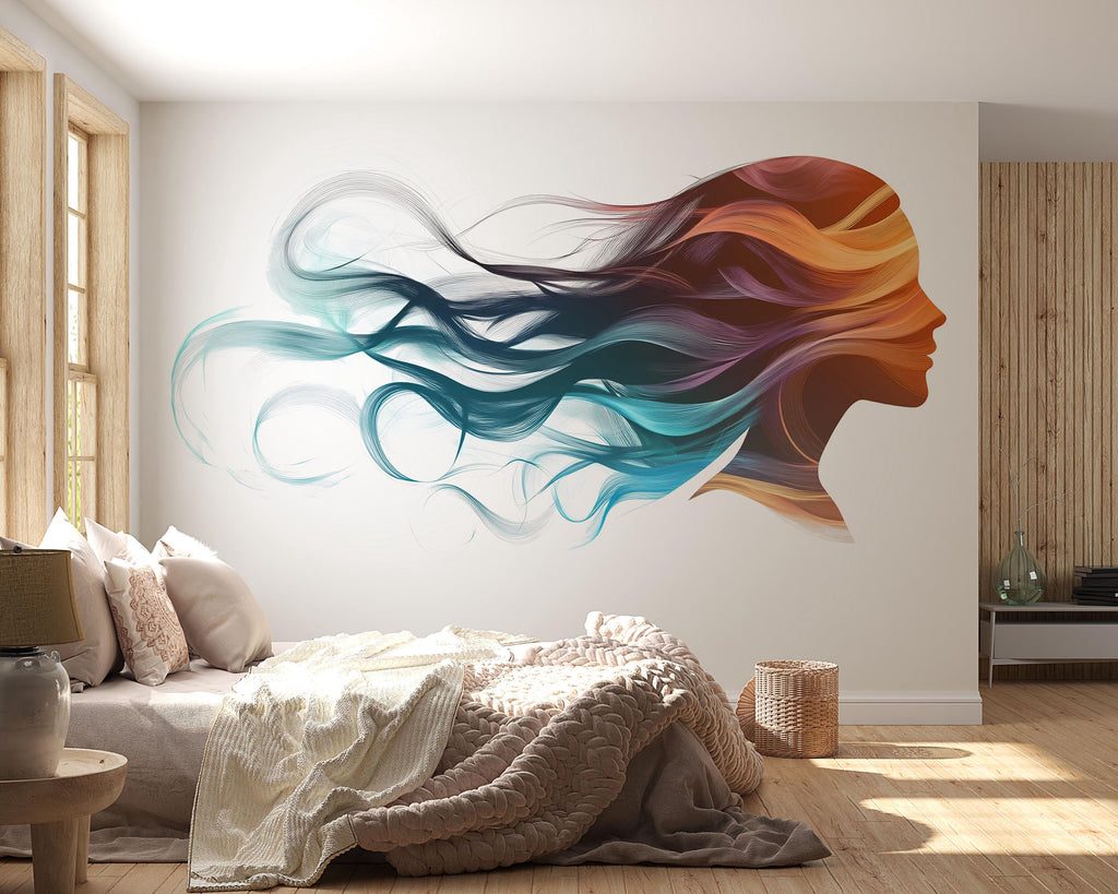 Hair Salon Wall Decal Colorful Woman Hair Wall Sticker Beauty Wall Art Salon Decor Lash Studio Spa Wall Decor Vinyl Decal